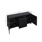 Manhattan Comfort - Ensemble de 4 : Meuble TV, bibliothèque, buffet et table d’appoint Sheridan style Mid-Century Modern - Noir-17,71 po L x 62,99 po l x 70,86 po H
