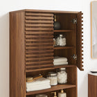 Modway - Render Grand Armoire de rangement de salle de bain in Noyer-Étagères ajustables
