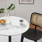 Modway - Lippa Rond de 28 po Faux marbre Table à manger, Noir Blanc-Sièges 2