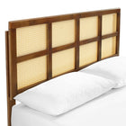 Modway - Sidney Canne et bois Lit à plateforme complet avec pieds écartés, Noyer-Rubberwood Legs