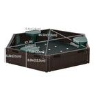 Outsunny - Bac à sable hexagonal d'extérieur pour enfants avec couvercle - 120 cm - Marron-Fabriqué en HDPE robuste, il ne se fissurera pas et ne se décolorera pas 