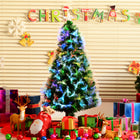 HOMCOM - Arbre de Noël artificiel à fibres optiques pré-éclairé de 4ft décoration de vacances étoile-Comprend une décoration en forme d'étoile attachée à l'arbre ajoutant une lueur de festival à votre maison 