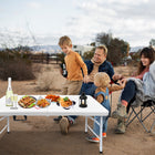 Homy Casa - Table pliante portative en plastique effet bois de 4 pi avec 4 hauteurs réglables - Blanc-Aucun assemblage n’est nécessaire, l’installation ne prend donc que quelques secondes