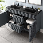 Modway - Render 48" Meuble de salle de bain à double lavabo - Gris Noir-MDF et panneau de particules