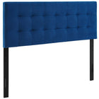 Modway - Lily Biscuit Touffé Performance Velvet Tête de lit Queen, Marine-Luxueuse tête de lit reine moderne