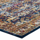 Modway - Entourage Jessa Treillis floraux vintage vieillis Tapis de 5 pi l x 8 pi L - Bleu Orange Jaune Rouge-Haute densité / Tissé à la machine