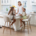 Homy Casa - Tabourets de Bar 26'' avec Siège Tissu Beige - Paquet de 2-Construction Robuste : Fabriqué avec des pieds en bois de chêne massif, assurant durabilité et stabilité.