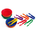 Bols de tri et pinces edxeducation - Lot de 12 - 18 mois et plus - 6 couleurs -ENSEMBLE DE 6 PINCES À ÉPILER GÉANTES ET 6 BOLS DE TRI - Cet ensemble comprend 6 pinces à épiler en plastique pour tout-petits (4,5"L) et 6 bols en plastique (5,25" de diamètre) en 6 couleurs : bleu, vert, rouge, jaune, orange et violet.