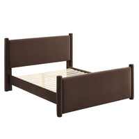 Modway - Rael Performance Velvet Lit plateforme Queen, Marron chocolat-Sellerie en velours Performance résistante aux taches
