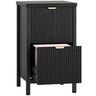 HOMCOM - Classeur 2 tiroirs format lettre/A4 - noir-Présente un style moderne avec des panneaux ondulés, rehaussant la décoration de votre bureau à domicile 
