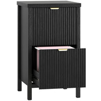 HOMCOM - Classeur 2 tiroirs format lettre/A4 - noir-Présente un style moderne avec des panneaux ondulés, rehaussant la décoration de votre bureau à domicile 
