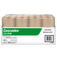 Cascades Enviro - Rouleaux essuie-mains - Brun - 205 pi - Paquet de 12-Bte/12 rouleaux