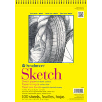 Strathmore - Bloc de papier à croquis - serie 300 - 9po L x 12po H -blanc -reliure à spirale dans le haut-100 feuilles(P350-9-6)-Fiable et facile à transporter, ce carnet à croquis deviendra votre compagnon creatif.