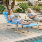 Outsunny - Chaise longue d’extérieur - chaise pliante inclinable réglable - bleu-Chaise longue à triple pliage avec 5 angles réglables