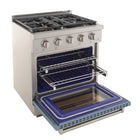 Kucht - 30 po Série KFX-X Cuisinière Pro Style au gaz propane - Acier inoxydable/Bleu pâle-Convertible au propane liquide