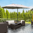 Outsunny - Parasol de patio avec manivelle de levage - 15 pi - gris clair-Résistance et durabilité supérieures grâce au mât en acier résistant à la rouille et aux 12 baleines en acier