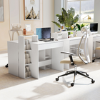HOMCOM - Bureau avec rangement, 3 étagères ouvertes et tiroir - blanc-Fabriqué en panneau de particules pour une utilisation quotidienne fiable