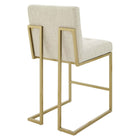 Modway - Privy Acier inoxydable doré Tissu rembourré Tabouret de comptoir - Beige doré-Aucune assemblée requise