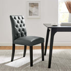 Modway - Duchess Bouton touffé Cuir végane Chaise à manger - Gris-Rembourrage en cuir végane de qualité