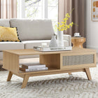 Modway - Soma Table basse - Chêne-Tissage naturel en rotin