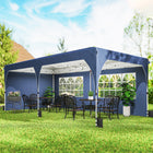 Outsunny - Tente auvent pliante 10 pi l x 20 pi L, Auvent instantané avec bandes réfléchissantes - Bleu foncé-Tissu Oxford 210D ignifuge (protection solaire UPF50+)