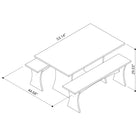 Manhattan Comfort - Ensemble de salle à manger Coney 135 cm style mid-century moderne - Gris - Lot de 3-Capacité d'accueil pour 6 personnes