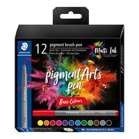 Staedtler - 371 C12-1 Feutres pinceaux à pigments - Couleurs variées - Paquest de 12-Pas de saignement ni de saignement d'encre