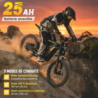 Gyrocopters - Moto électrique tout-terrain pour adultes ZX3 - Vitesse 60 km/h, autonomie 161 km - Jaune-Fendez le paysage grâce à trois modes de conduite dynamiques : accélérez à fond pour une virée de 100 km, activez l'assistance au pédalage (PAS) pour prolonger l'aventure jusqu'à 161 km, ou misez uniquement sur la force de vos jambes pour avaler les kilomètres