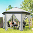 Outsunny - Tente auvent pliante 13 pi l x 13 pi L pour l pi Lextérieur - Gris-Structure en acier avec revêtement en poudre, résistante à l’écaillage et sans corrosion