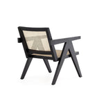 Manhattan Comfort - Hamlet fauteuil d’appoint chic industriel 57,5 cm - noir et cannage naturel-Dossier carré unique en cannage