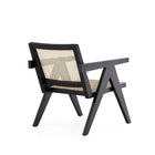 Manhattan Comfort - Hamlet fauteuil d’appoint chic industriel 57,5 cm - noir et cannage naturel-Dossier carré unique en cannage