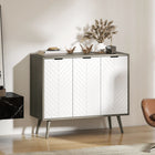 HOMCOM - Buffet moderne 36 po L, armoire latérale - gris-Motif chevron embossé sur les panneaux de porte pour un look tendance et original 