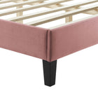 Modway - Leah Chevron touffé Performance Velvet Lit de plateforme King, Rose poussiéreuse-Capacité de poids du cadre du lit : 800 lb