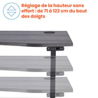 Motionwise - Bureau courbé ergonomique série M3 PRO Motionwise, 30 po x 60 po, électrique assis-debout, double moteurs - Gris Rustique-Plateau en bois durable de 1 po : Fabriqué à partir de bois (panneau de particules) avec une épaisseur de 1 po, ce plateau garantit une durabilité à long terme tout en offrant une esthétique élégante. Il comprend également deux passe-câbles pour la gestion des fils, vous débarrassant des câbles encombrants.