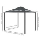 Outsunny - Pavillon de patio extérieur 10 pi l x 10 pi L - abri avec auvent - gris foncé-4 cordes de traction et 12 piquets de sol offrent une stabilité supplémentaire