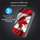 MyBat - Batterie externe Pro 10 000 mAh - Drapeau du Canada-Puce intelligente pour une charge sûre et efficace