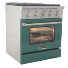 Kucht - 30 po Série KNG Cuisinière Pro Style au gaz naturel - Acier inoxydable/Vert-Manettes de commande en métal de haute qualité