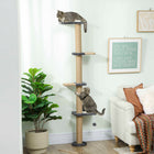 PawHut - Meuble mural pour chat avec 4 plateformes de repos pour intérieur - gris foncé-Le design mural fin permet d’économiser de l’espace au sol dans les petits logements 