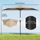 Outsunny - Parasol demi-cercle de patio avec manivelle et aération - 9,8 pi - café-Aération supérieure pour réduire le risque de renversement par le vent