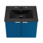 Modway - Maybelle 24" Vanité de salle de bain murale - Noir marine-Tirs métalliques en forme de L
