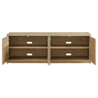 Hudson&Canal - Meuble TV Desmond pour téléviseurs jusqu'à 78" - Chêne clair-Nettoyer avec un chiffon doux et sec, sans produits chimiques agressifs ni produits de nettoyage abrasifs