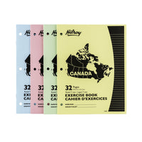 Hilroy - Cahier d'exercices surpiqué, Canada - 10 7/8 po x 7 3/8 po - couleurs variées - paquet de 4-Perforé pour les reliures à 3 anneaux