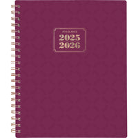 AT-A-GLANCE - Agenda scolaire hebdomadaire/mensuel BADGE géo 2025-2026 - 11 po H x 8 1/2 po l - bourgogne - bilingue-13 mois : juillet 2025 à juillet 2026