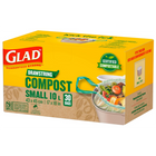 Glad - Petits Sacs compostables à cordon coulissant - non parfumés - 10 L - Paquet de 30-Verte