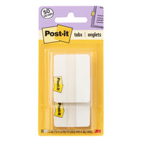 Post-it - Onglets - 2 po x 1.5 po - Blanc - Paquet de 50-Durables, inscriptibles et repositionnables