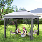 Outsunny - Auvent pliant 12 pi l x 12 pi L avec maille - Gris-Le tissu Oxford vous protège des UV sans se décolorer au soleil