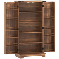 HOMCOM - Armoire de cuisine avec étagères réglables - brun-Le design de porte de grange avec des accents en métal noir et un dessus à effet bois dégage un charme de ferme 