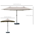 Outsunny - Parasol de patio avec manivelle de levage - 15 pi - gris clair-Auvent en polyester sélectionné pour vous protéger des éléments nocifs