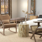 HOMCOM - Table d’appoint finition béton - bois naturel-Équipé de quatre patins de pied réglables pour assurer l’équilibre sur toute surface 