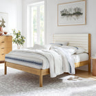Modway - Olea Bois massif Boucle à touffes de canal Lit de plateforme complet, Feather Oak-Pattes rondes de pilier